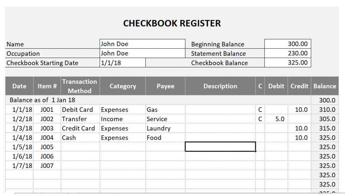 Microsoft Checkbook Register Template Collection