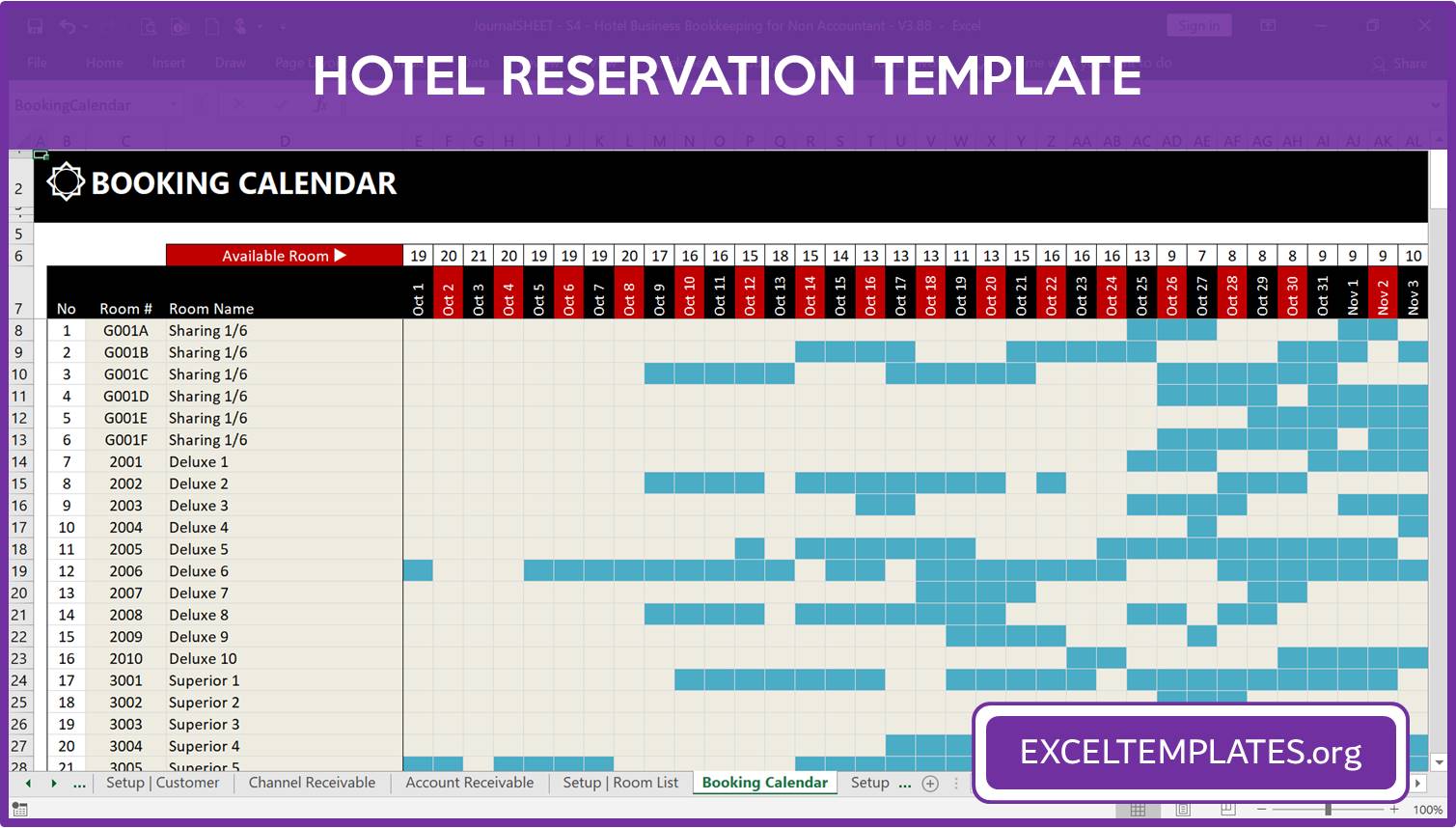Hotel Reservation Template One Year Booking Calendar »