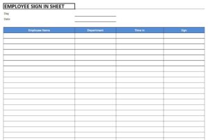 Employee Sign In Sheet Template